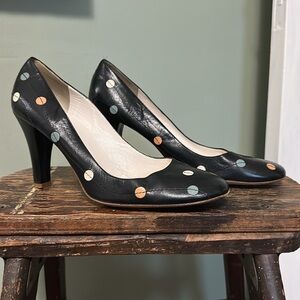 Vintage Marc Jacobs Black Leather Pumps with Multicolor Dots